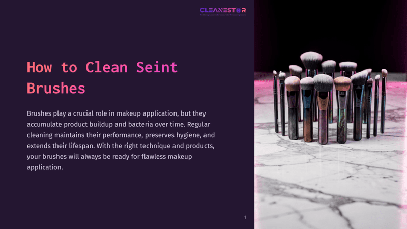 1 How To Clean Seint Brushes A Collection Of Clean Makeup Brushes With Wooden Handles And Soft Bristles Stand Upright On A Marble Surface, Ready For Use. The Image Is From A Guide On How To Clean Seint Brushes.