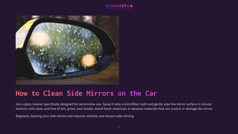 1 How To Clean Side Mirrors On The Car Close-Up Of A Car'S Side Mirror Covered In Water Droplets And Dirt, With Reflections Of Orange Lights, Suggesting A Need For Cleaning.