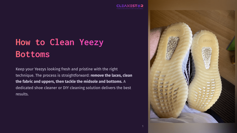 1 How To Clean Yeezy Bottoms A Close-Up Shot Of The Soles Of Two White Yeezy Boost 350 V2 Sneakers, Showcasing Their Translucent Rubber Outsoles And The Iconic Boost Cushioning Technology. The Text &Quot;How To Clean Yeezy Bottoms&Quot; Is Visible On The Left Side Of The Image.