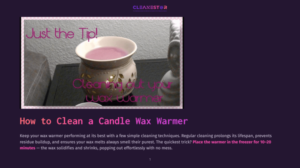 1 How To Clean A Candle Wax Warmer A Decorative Ceramic Wax Warmer With Pink Wax Is Shown, With Text Overlay Reading &Quot;Just The Tip! Cleaning Out Your Wax Warmer.