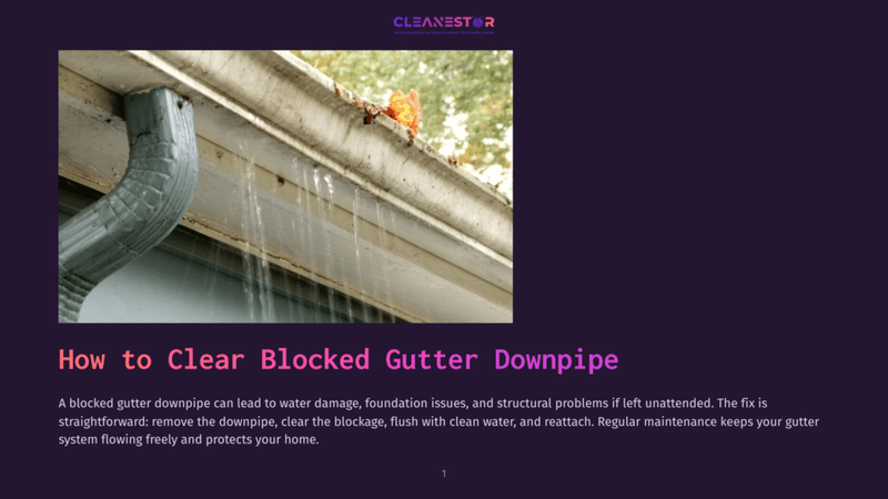 1 How To Clear Blocked Gutter Downpipe Water Overflowing From A Clogged Gutter Downpipe Due To Debris And Leaves, Indicating A Need For Gutter Cleaning And Maintenance To Prevent Home Damage.