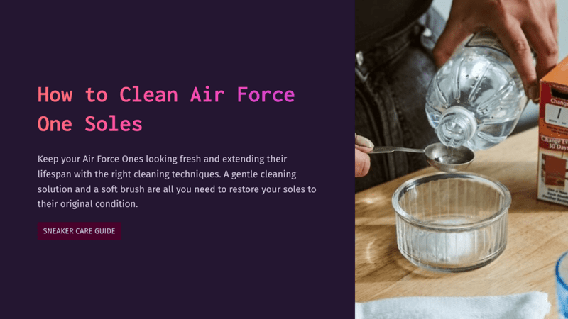 1 How To Clean Air Force One Soles A Person Pours A Clear Liquid From A Bottle Into A Small Metal Spoon Over A Clear Glass Bowl, Preparing To Clean Sneaker Soles.