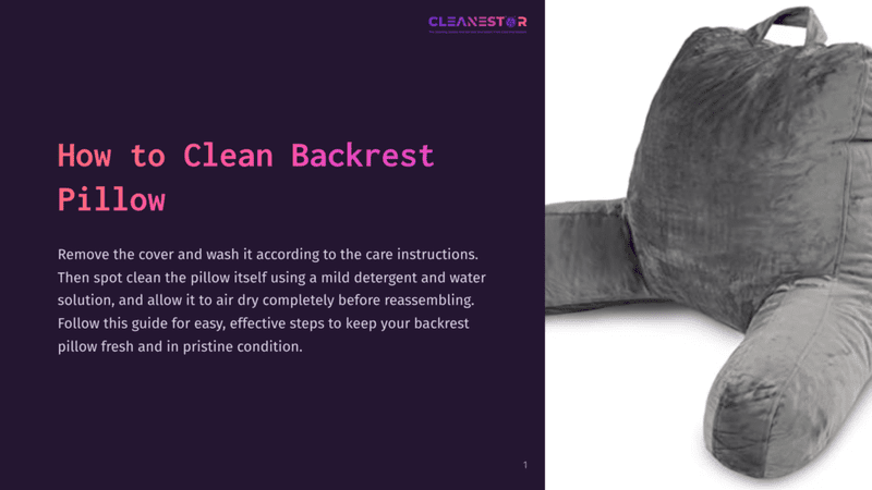 1 How To Clean Backrest Pillow A Plush, Grey Backrest Pillow With Armrests Sits On A Dark Background. The Text &Quot;How To Clean Backrest Pillow&Quot; Is Prominently Displayed On The Left Side Of The Image.