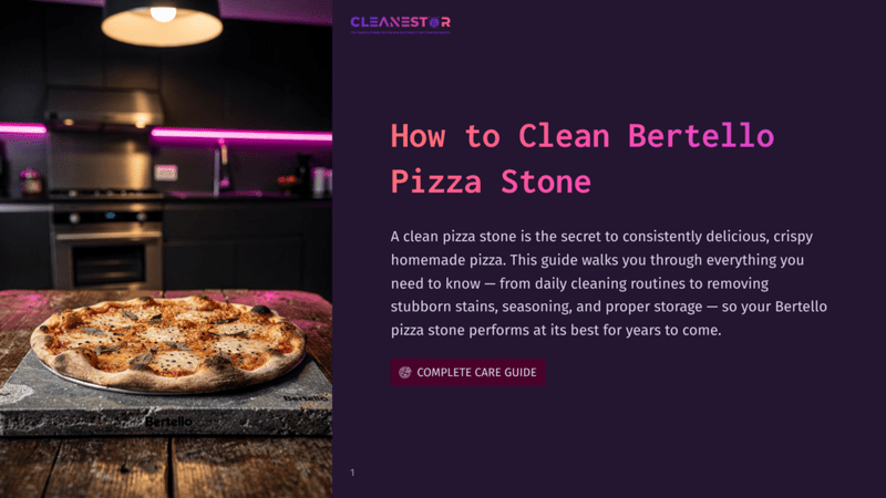 1 How To Clean Bertello Pizza Stone A Delicious Bertello Pizza Rests On A Rustic Pizza Stone On A Wooden Table, With A Modern Kitchen In The Background Featuring Pink Neon Lights.