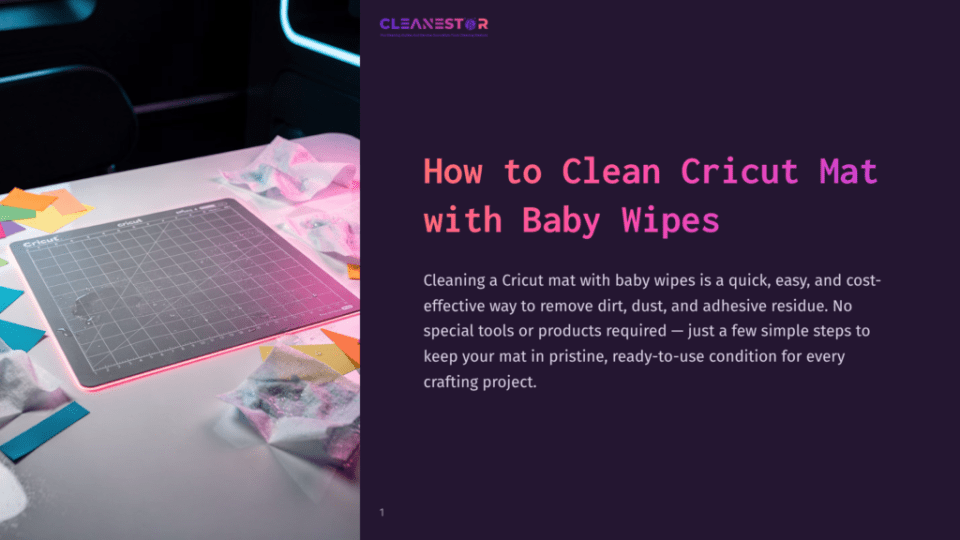 1 How To Clean Cricut Mat With Baby Wipes A Cricut Mat Is Being Cleaned With Baby Wipes, With Colorful Paper Scraps And White Powder Scattered Around It On A Table.