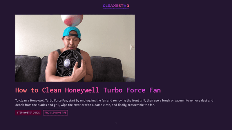 1 How To Clean Honeywell Turbo Force Fan A Man Holds A Honeywell Turbo Force Fan, Wearing A Cap And A Tank Top, With A Colorful Ball On His Head And A Serious Expression, Suggesting He'S About To Demonstrate Cleaning Techniques.