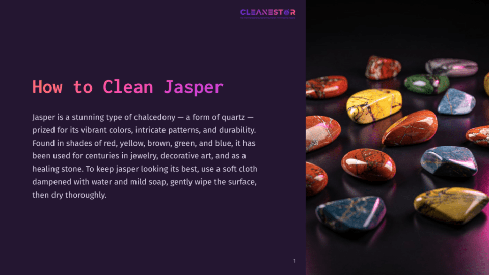 1 How To Clean Jasper A Collection Of Polished Jasper Stones In Vibrant Shades Of Red, Yellow, Green, And Blue Are Artfully Arranged On A Dark, Reflective Surface, Showcasing Their Unique Patterns And Luster.