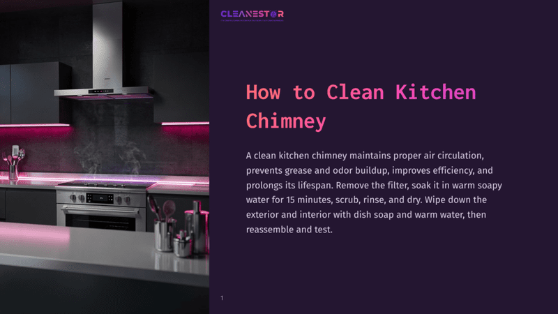 1 How To Clean Kitchen Chimney Modern Kitchen Chimney Above A Sleek Stainless Steel Gas Range, With Ambient Pink Led Lighting Illuminating The Dark Cabinetry And Backsplash.
