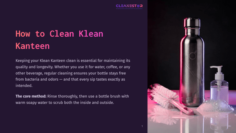 1 How To Clean Klean Kanteen A Pink Bottle Brush And A Klean Kanteen Bottle Are Surrounded By Soap Suds And A Soap Dispenser, Illustrating How To Clean A Klean Kanteen.
