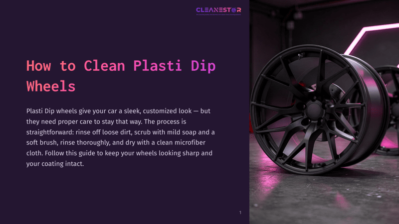 1 How To Clean Plasti Dip Wheels Close-Up Of A Sleek, Black Custom Wheel With Intricate Spokes, Showcasing A Matte Finish. The Wheel Is Set Against A Dark Background With Vibrant Pink Neon Lighting Reflecting On Its Surface, Hinting At A Clean, Modern Aesthetic.