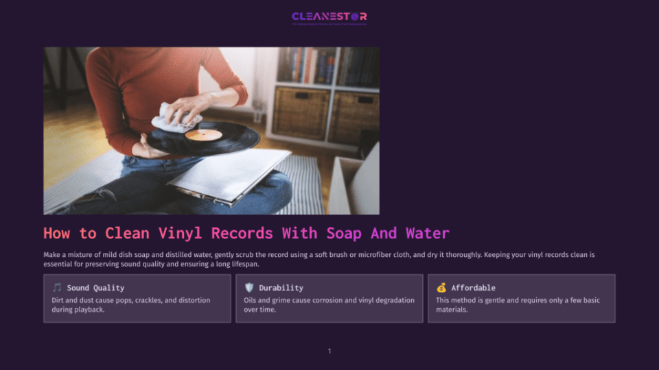 A Person Is Carefully Cleaning A Vinyl Record With A White Cloth, Holding It On Their Lap. The Background Shows A Shelf Filled With Records And A Basket.