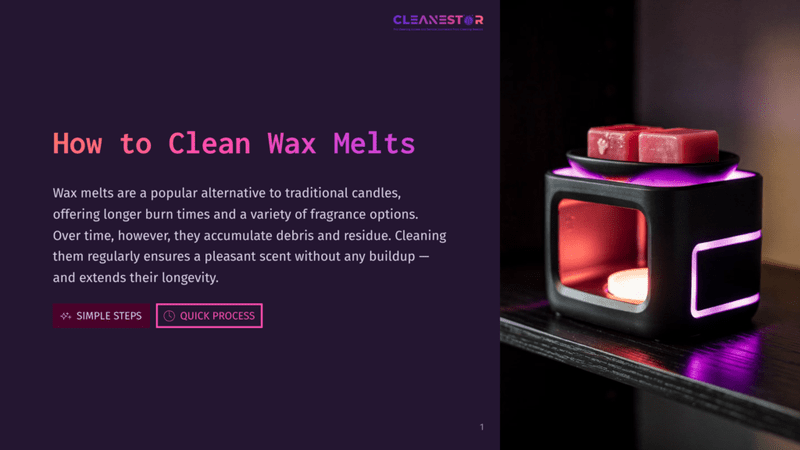 1 How To Clean Wax Melts A Black Wax Melt Warmer Glows With Purple Light, Holding Two Pink Wax Cubes And A Lit Tealight, Next To Text &Quot;How To Clean Wax Melts&Quot; From Cleanestor.