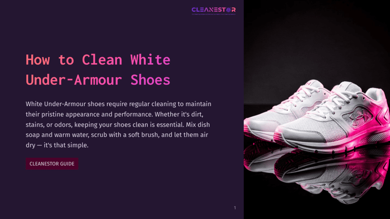 1 How To Clean White Under Armour Shoes Two White Under Armour Sneakers With Pink Accents Sit On A Reflective Black Surface, With A Dark Background. Text Overlay Reads &Quot;How To Clean White Under-Armour Shoes&Quot;.