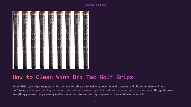 1 How To Clean Winn Dri Tac Golf Grips A Row Of Winn Dri-Tac Golf Grips, Featuring A Textured Dark Gray Pattern And White Lettering, Are Displayed Against A Dark Background. The Text &Quot;How To Clean Winn Dri-Tac Golf Grips&Quot; Is Visible Below The Grips.
