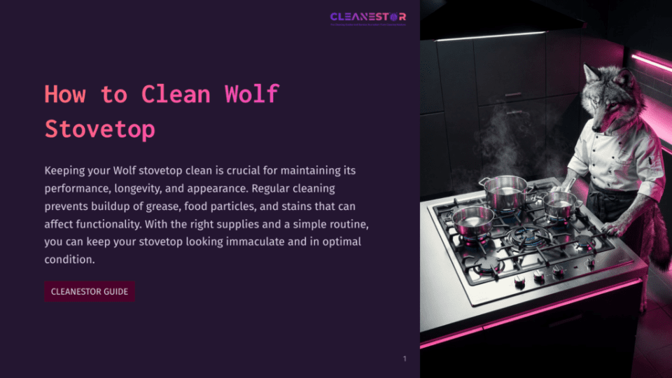 1 How To Clean Wolf Stovetop A Wolf Chef In A White Apron And Hat Stands In Front Of A Modern Stovetop, Preparing Food. The Stove Has A Sleek Design With Pink Led Lights, And Various Pots And Pans Are Placed On The Burners. A Clean And Professional Kitchen Setting.