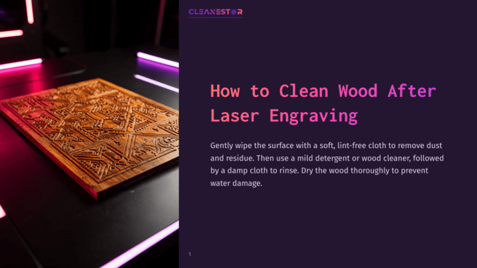 1 How To Clean Wood After Laser Engraving Close-Up Of A Detailed Wood Carving With Intricate Geometric Patterns, Illuminated By Vibrant Pink And Purple Neon Lights. Text Overlay Reads &Quot;How To Clean Wood After Laser Engraving.