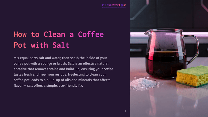 1 How To Clean A Coffee Pot With Salt A Glass Coffee Pot Filled With Dark Coffee Sits Next To A Sponge And A Pile Of Salt, Illustrating How To Clean A Coffee Pot With Salt.