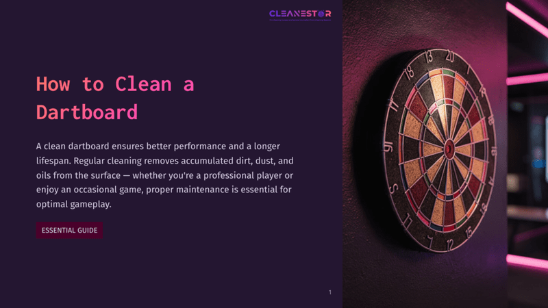 1 How To Clean A Dartboard A Close-Up Of A Dartboard Mounted On A Dark, Textured Wall, Illuminated By Vibrant Pink Neon Lights. The Dartboard Features Classic Numbering And Segments, With A Dart Visible In The Center.