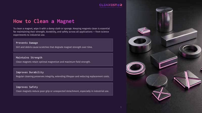 1 How To Clean A Magnet Various Industrial Magnets, Including Block, Ring, And Cube Shapes, Are Arranged On A Dark, Textured Surface. Some Magnets Have Bright Pink Geometric Accents.