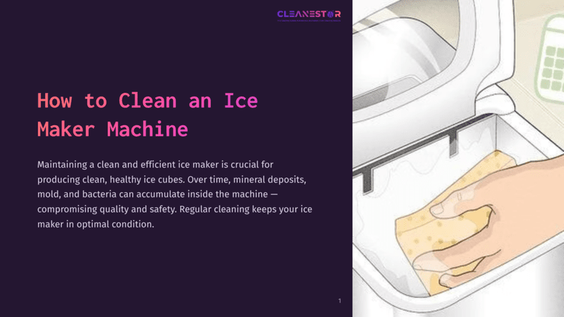 1 How To Clean An Ice Maker Machine A Hand Holding A Yellow Sponge Cleans The Interior Of A White Ice Maker, Showing The Process Of How To Clean An Ice Maker.