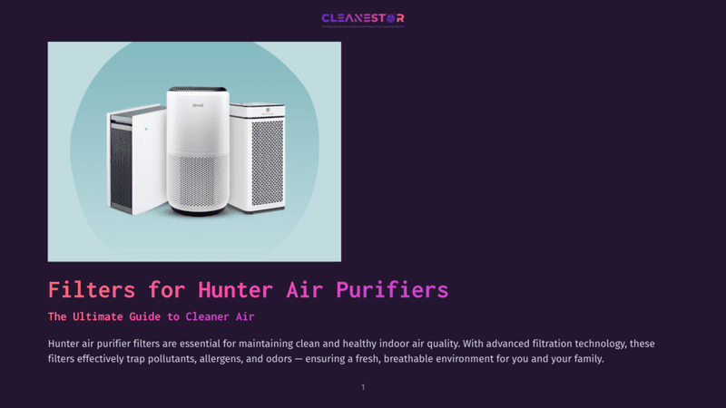 Three Modern Air Purifiers From Hunter, Including A White Model With A Blue Indicator Light, Are Displayed On A Light Blue Circular Background. The Text &Quot;Filters For Hunter Air Purifiers&Quot; Is Prominent.