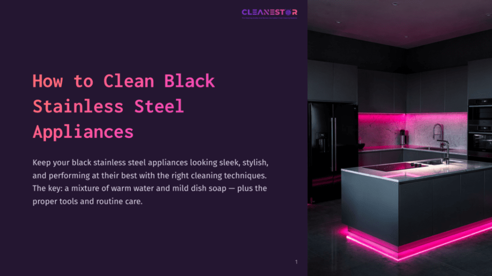 1 How To Clean Black Stainless Steel Appliances Modern Kitchen Featuring Black Stainless Steel Appliances, Sleek Countertops, And Vibrant Pink Led Lighting, Creating A Stylish Ambiance.