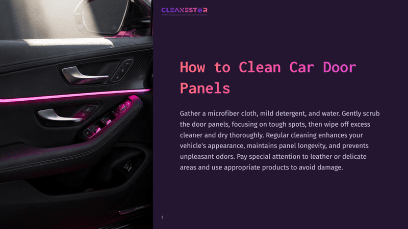 1 How To Clean Car Door Panels Close-Up Of A Car Door Panel Featuring Sleek Black Materials, Silver Accents, And Illuminated Controls, Highlighting Cleaning Areas.