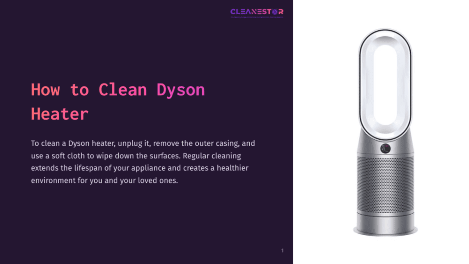 1 How To Clean Dyson Heater Dyson Heater With A Sleek, Modern Design In Silver And White, Positioned Against A Dark Purple Background.