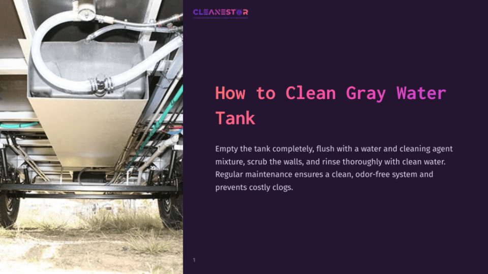 1 How To Clean Gray Water Tank Undercarriage View Of A Gray Water Tank With Hoses And Pipes, Set On A Grassy Surface, Showcasing A Clean Maintenance Area.