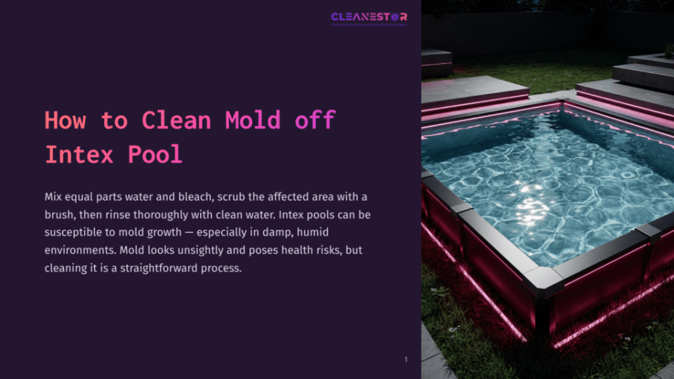 1 How To Clean Mold Off Intex Pool A Clean Outdoor Intex Pool With Pink Led Lighting Reflecting Off The Water, Surrounded By A Modern Deck In A Well-Lit Setting.