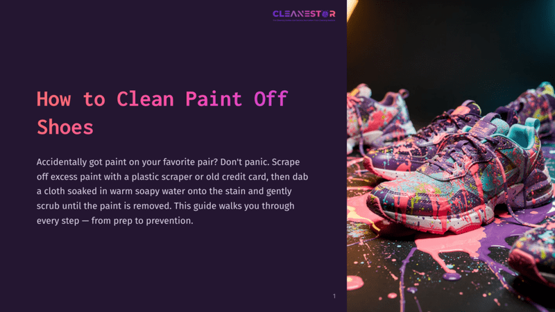 1 How To Clean Paint Off Shoes Colorful, Paint-Splattered Sneakers Arranged Diagonally On A Black Surface, With A Vibrant, Light-Gradient Background.
