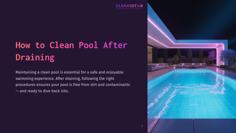 1 How To Clean Pool After Draining A Brightly Lit Pool At Night With Colorful Neon Lights, Showcasing Clear Water And A Modern Design, Set In A Serene Outdoor Space.