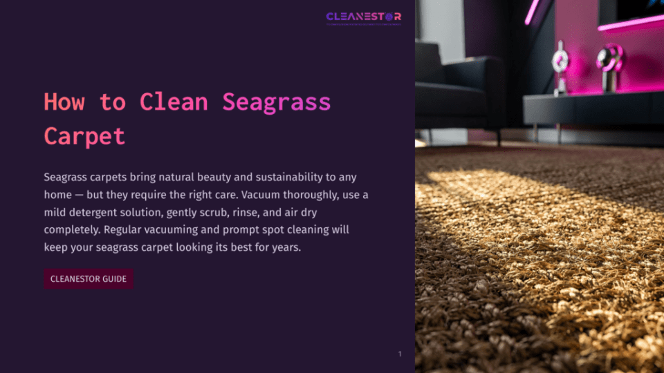 1 How To Clean Seagrass Carpet A Textured Seagrass Carpet In Warm Brown Tones, With A Vibrant Purple Wall And Modern Lighting In The Background.