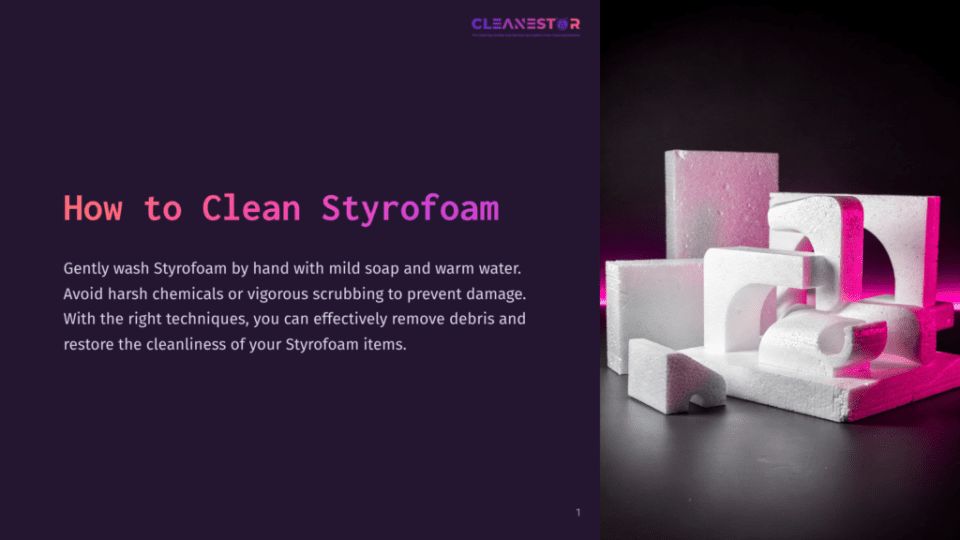 1 How To Clean Styrofoam White Styrofoam Pieces Arranged Artistically On A Dark Surface, Illuminated With Soft Purple Lighting, Creating A Contrasting Visual Effect.
