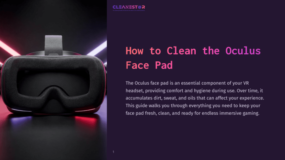 1 How To Clean The Oculus Face Pad Oculus Quest 2 Vr Headset Face Pad, Clean And Ready For Immersive Gaming, With Neon Pink And Blue Lights Reflecting On The Headset And Dark Background.