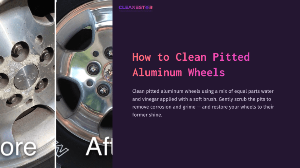1 How To Clean Pitted Aluminum Wheels Close-Up Of Aluminum Wheel Before And After Cleaning, Showing Restored Shine On The Cleaned Side And Pitting On The Uncleaned Side.