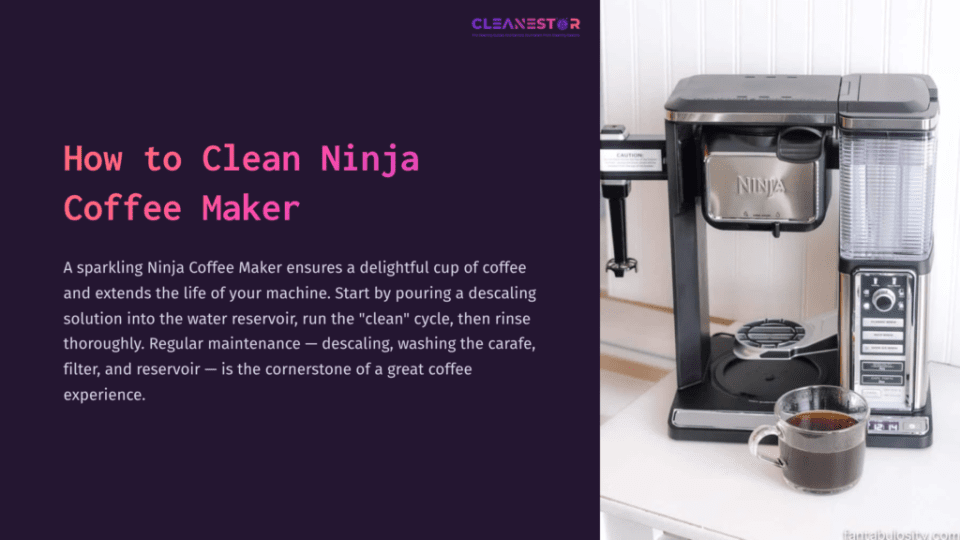 1 How To Clean Ninja Coffee Maker 1 Black Ninja Coffee Maker With A Glass Carafe, Placed On A Light-Colored Countertop, Surrounded By Coffee-Making Accessories.