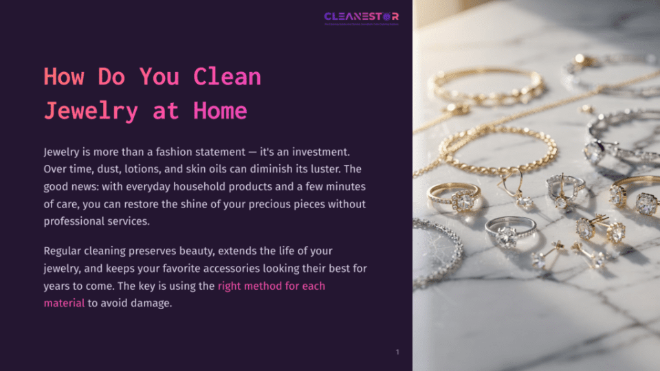 1 How Do You Clean Jewelry At Home A Collection Of Sparkling Gold And Silver Jewelry, Including Rings, Necklaces, And Earrings, Rests On A Marble Surface. The Image Is Bright And Showcases The Intricate Details Of The Precious Metals And Gemstones.