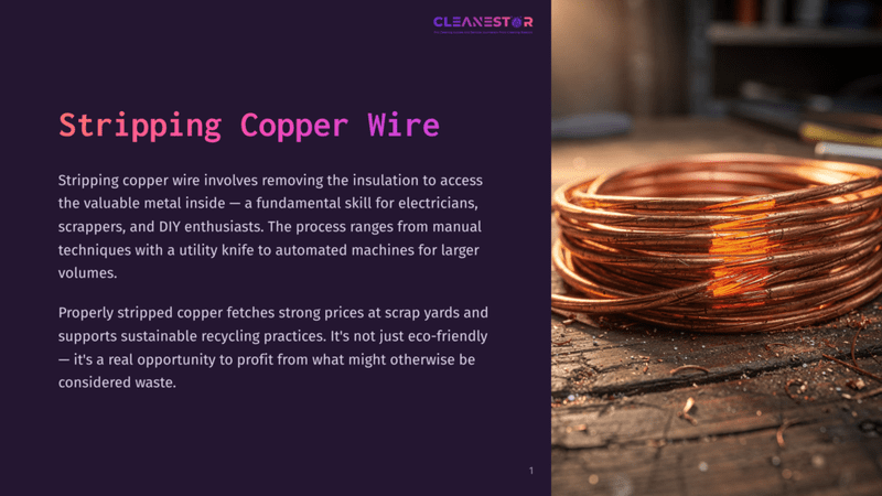 1 Stripping Copper Wire A Close-Up, Rustic View Of A Coil Of Stripped Copper Wire, Glowing With Internal Heat, Resting On A Rough Wooden Surface Scattered With Copper Scraps.