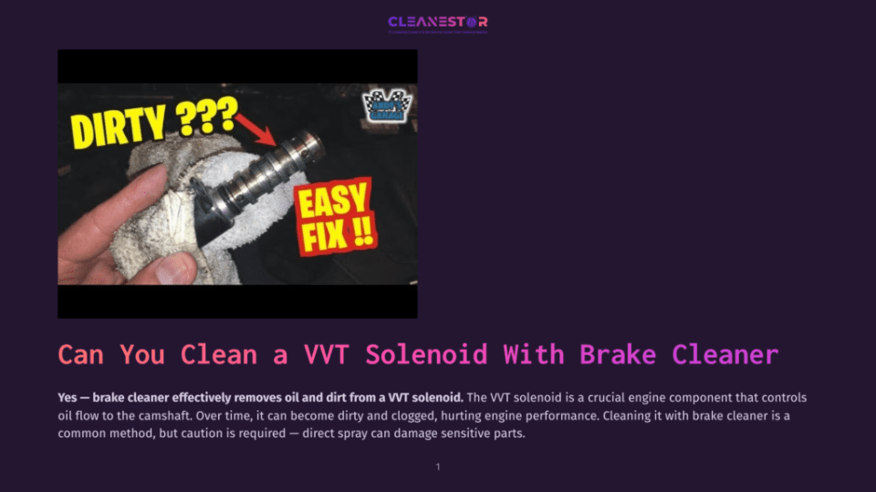 1 Can You Clean A Vvt Solenoid With Brake Cleaner Close-Up Of A Dirty Vvt Solenoid Being Cleaned With Brake Cleaner, With Text Overlays &Quot;Dirty ???&Quot; And &Quot;Easy Fix !!&Quot;.
