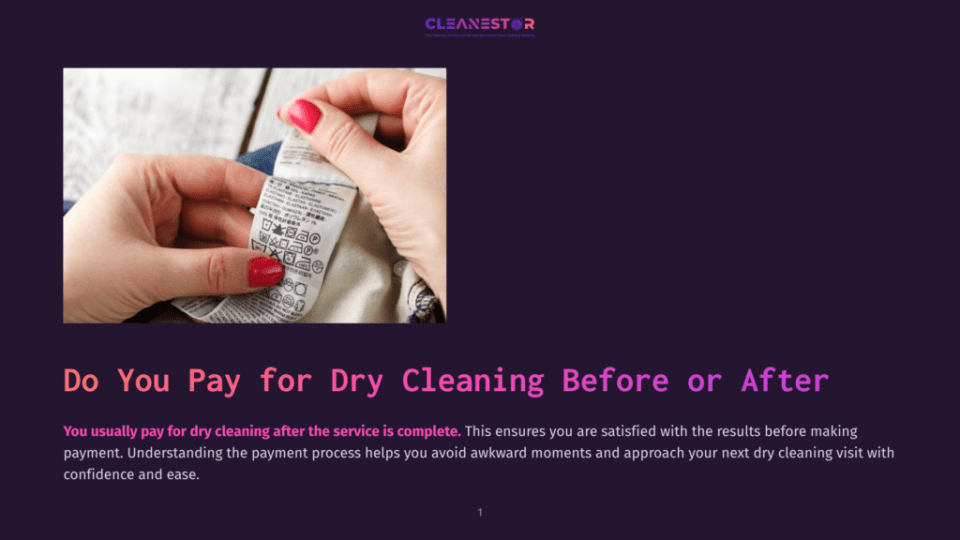 Close-Up Of A Hand Holding A Clothing Care Label With Symbols And Text, Including &Quot;Cleanestor&Quot; Logo, Indicating Dry Cleaning Instructions.