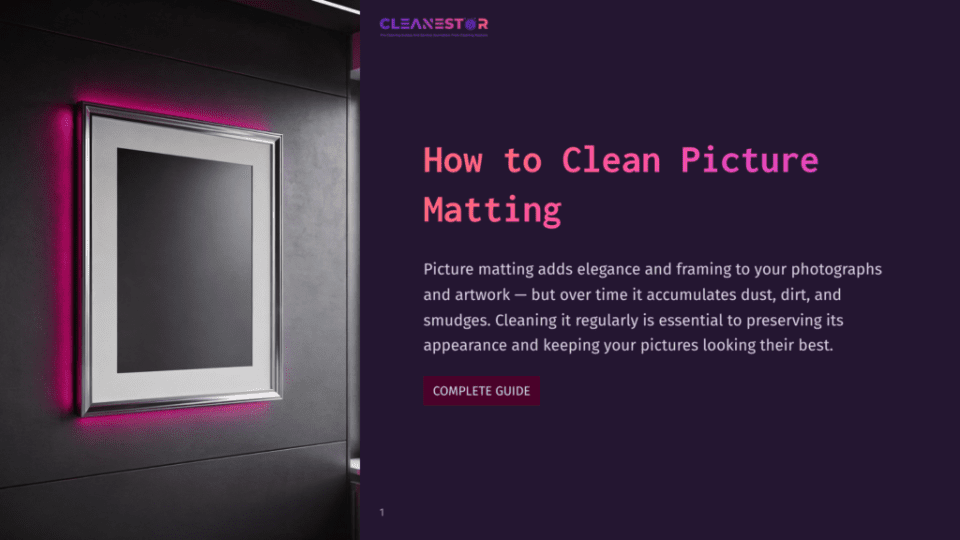 1 How To Clean Picture Matting How To Clean Picture Matting&Quot; Title Card With A Framed Picture On The Left, Illuminated By Pink Neon Lights, And Text On The Right With A Dark Purple Background.