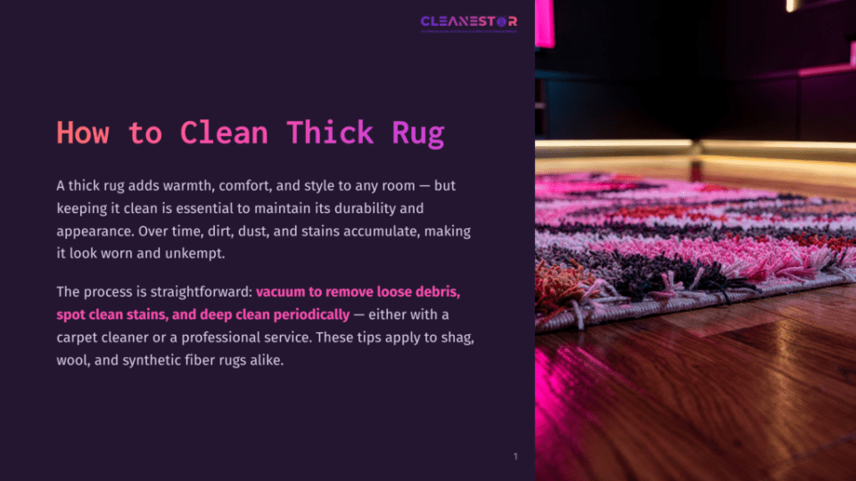 1 How To Clean Thick Rug Close-Up Of A Thick, Colorful Shag Rug With Shades Of Pink, Purple, And White, Resting On A Polished Wooden Floor. The Rug Is Illuminated By Vibrant Pink And Purple Lighting, Creating A Luxurious And Inviting Atmosphere.