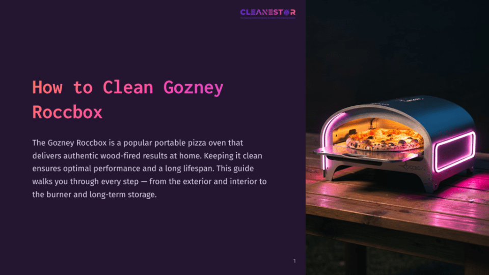 1 How To Clean Gozney Roccbox A Gozney Roccbox Pizza Oven With A Vibrant Pink Glow, Displaying A Freshly Baked Pizza Inside, Set Against A Dark Background.