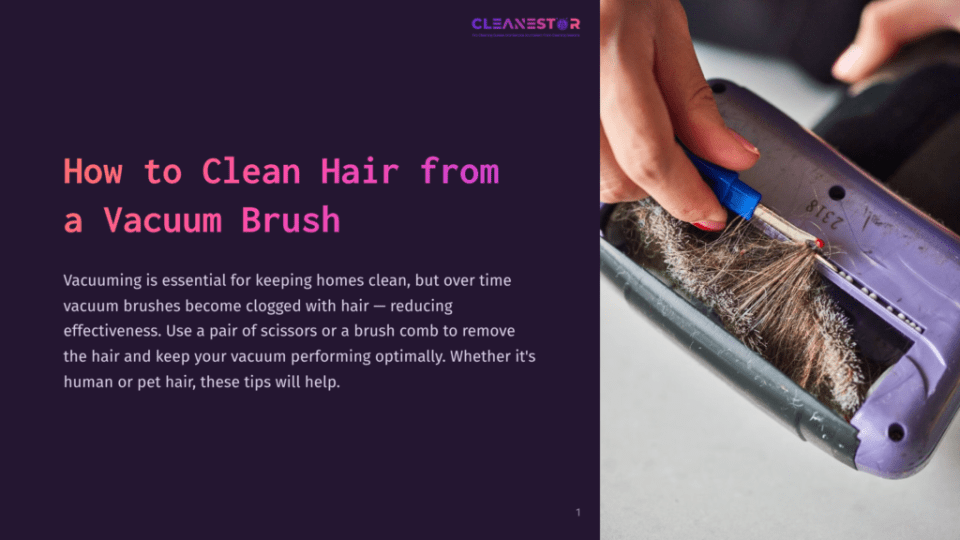 1 How To Clean Hair From A Vacuum Brush A Person Using Scissors To Trim Hair From A Vacuum Brush, Showcasing A Close-Up Of Tangled Hair And The Brush'S Bristles.