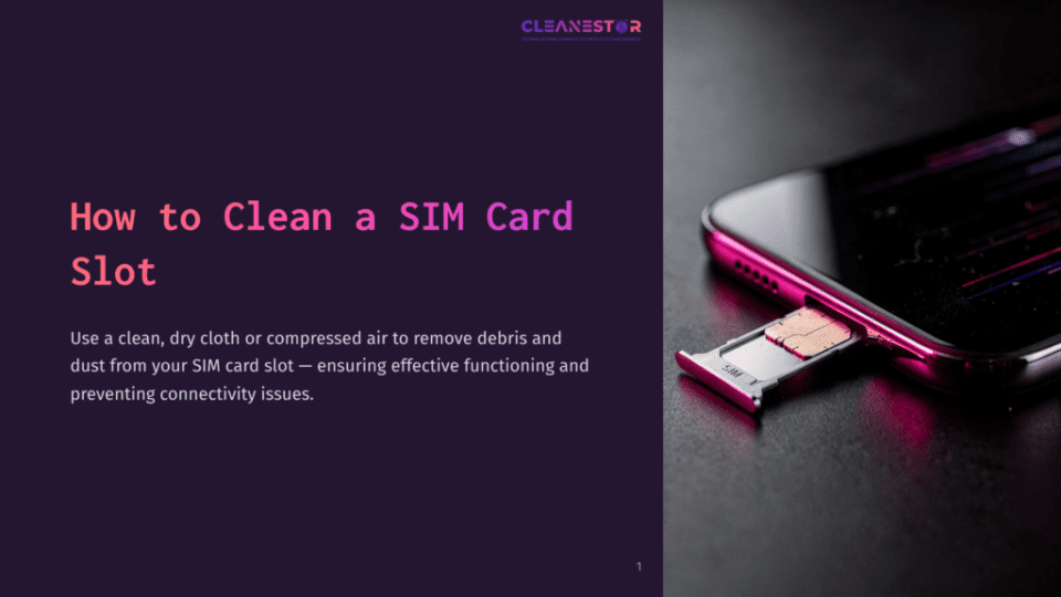 1 How To Clean A Sim Card Slot A Close-Up Of A Smartphone With A Partially Ejected Sim Card Tray, Set Against A Dark Background With A Subtle Purple Hue.