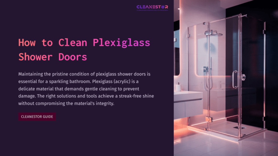 1 How To Clean Plexiglass Shower Doors Bright Bathroom Featuring A Modern Shower With Clear Plexiglass Doors, Illuminated By Soft Lighting, Alongside A Sleek Vanity.