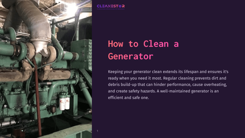 1 How To Clean A Generator Industrial Generator With Green Machinery, Pipes, And Filters, Showcasing A Clean Condition, Set Against A Neutral Background.