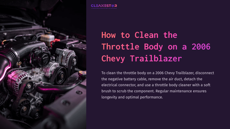 1 How To Clean The Throttle Body On A 2006 Chevy Trailblazer Close-Up Of A Chevy Trailblazer Engine Bay With A Throttle Body, Silver Components, And Black Hoses Against A Dark Background.