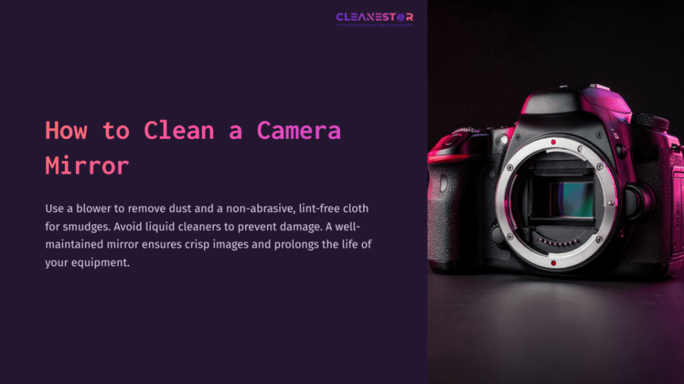 1 How To Clean A Camera Mirror Close-Up Of A Dslr Camera With An Open Lens Mount, Set Against A Dark Purple Background, Illustrating A Guide On Cleaning Camera Mirrors.